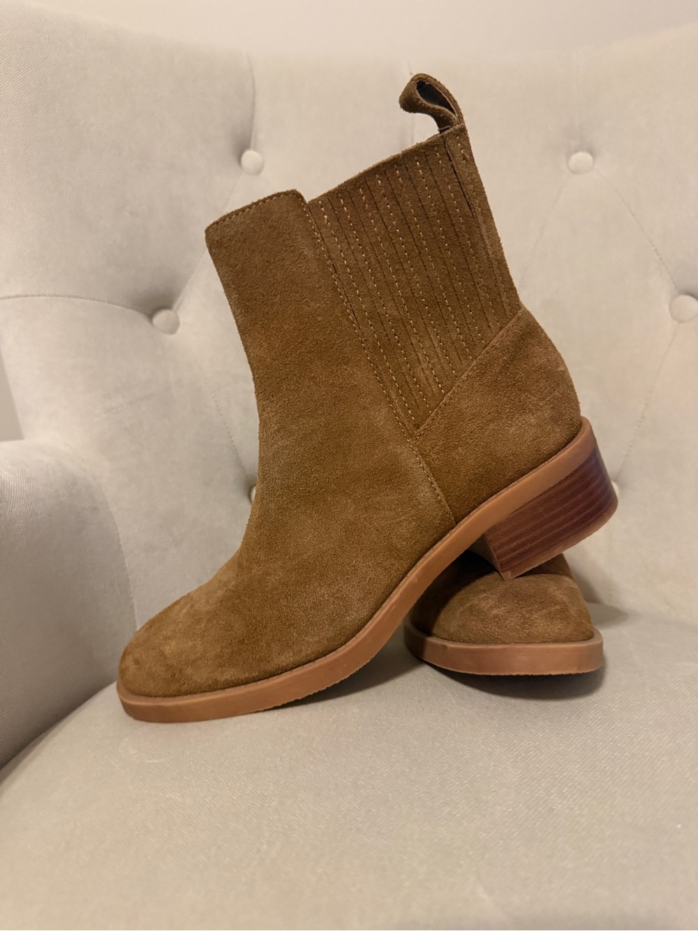 Dolce Vita Tan Suede Chelsea Booties